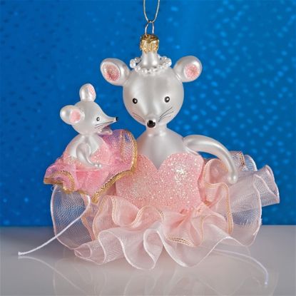 Picture of De Carlini Mouse Mother and Baby Christmas Ornament 