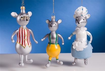 Picture of De Carlini Mouse Family Christmas Ornaments