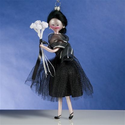 Picture of De Carlini Lady in Black with Flowers Christmas Ornament