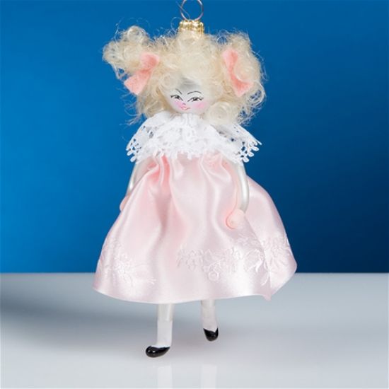Picture of De Carlini Blonde Little Girl Pink Dress Ornament