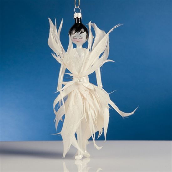 Picture of De Carlini Lady White Feathers Dress Christmas Ornament
