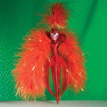 Picture of De Carlini Red Feathers Lady Christmas Ornament