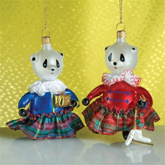 Picture of De Carlini 2  Panda Bears Christmas Ornaments