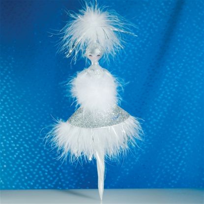 Picture of De Carlini Silver Pompon Lady Christmas Ornament