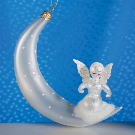 Picture of De Carlini Angel on Moon Christmas Ornament