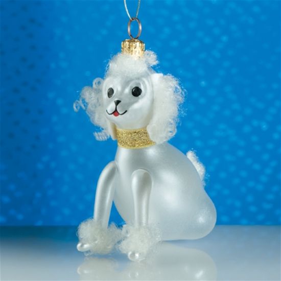 Picture of De Carlini White Poodle Christmas Ornament