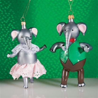 Picture of De Carlini Set of Two Elephants  Christmas Ornaments