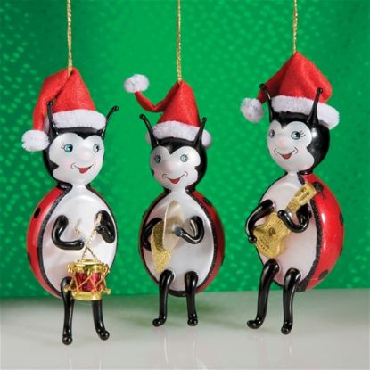 Picture of De Carlini Ladybugs Orchestra 3 Christmas Ornaments