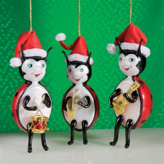 Picture of De Carlini Ladybugs Orchestra 3 Christmas Ornaments