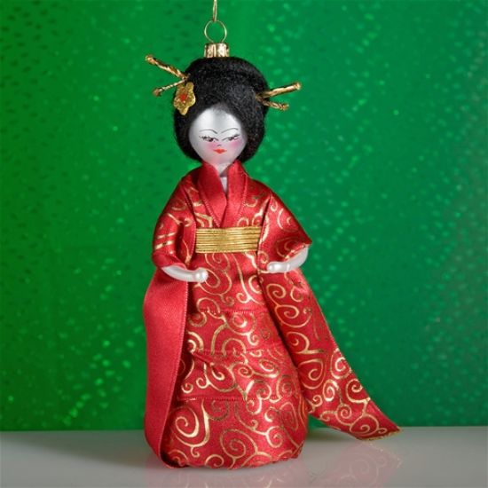 Picture of De Carlini Japanese Lady in Red Christmas Ornament