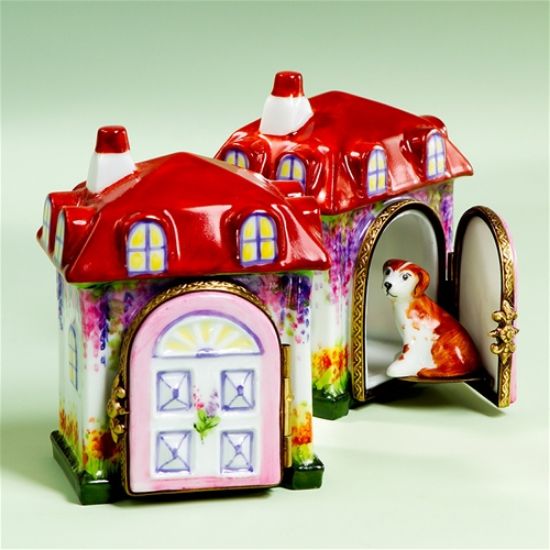 Picture of Limoges Dog in Summer House Box, Each