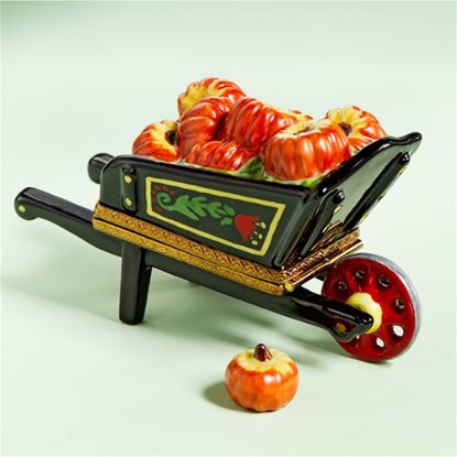 Picture of Limoges Decorated Wheelbarrow with Pumpkins Box