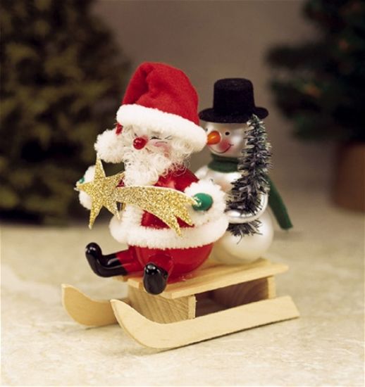 Picture of De Carlini Santa and Snowman on Sled Ornament