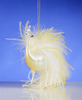 Picture of De Carlini Yellow White Bird Christmas Ornament