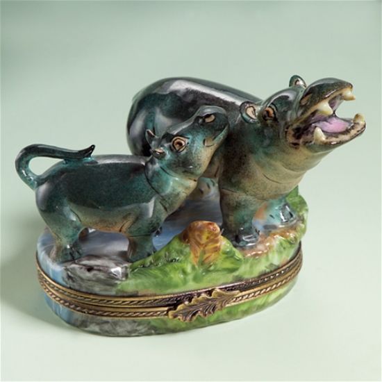 Picture of Limoges Mother and Baby Hippo Box