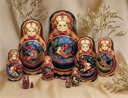 Picture of Russian Carved Wood Matryoshka Set 