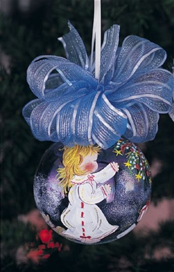 Picture of Angel by Tree Round Italian Christmas Ornament