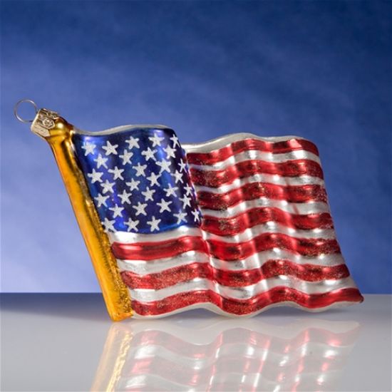 Picture of USA Flag Polish Glass Christmas Ornament