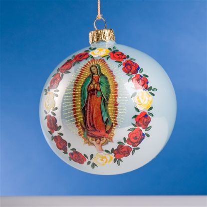Picture of Lady of Guadalupe Polish Glass Christmas Ornament