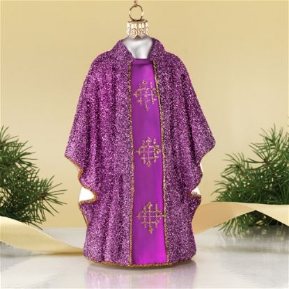 Picture of Purple Priest Vestment Polish Glass Christmas Ornament