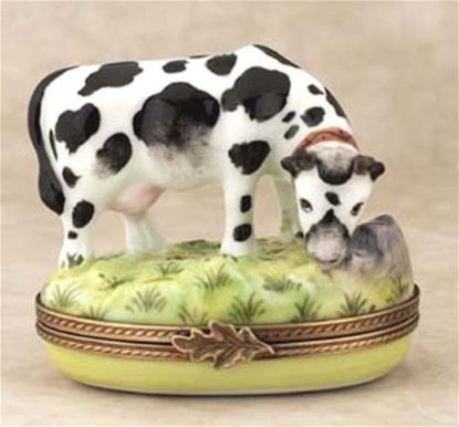 Picture of Limoges Black and White Cow Box