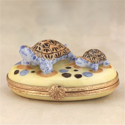 Picture of Limoges Mother and Baby Turtle on Sand Box