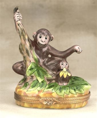 Picture of Limoges Monkey with Baby Box