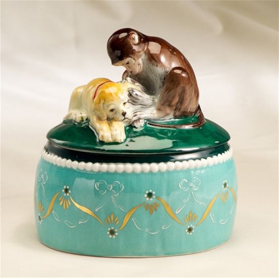 Picture of Limoges Monkey and Dog Friends Statuette Figurine Box