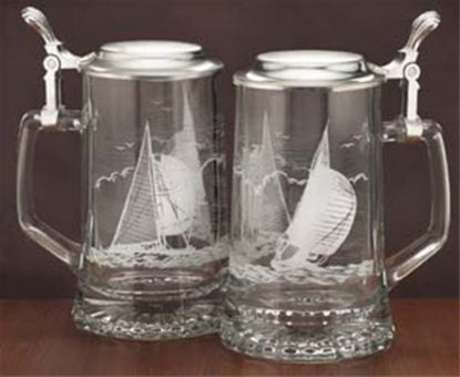Picture of German Glass Sailing Beer Stein, Each.