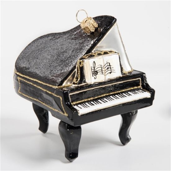 Picture of Black Piano Polish Glass  Christmas Ornament