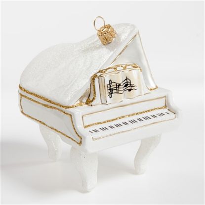 Picture of White Piano Polish Glass Christmas Ornament