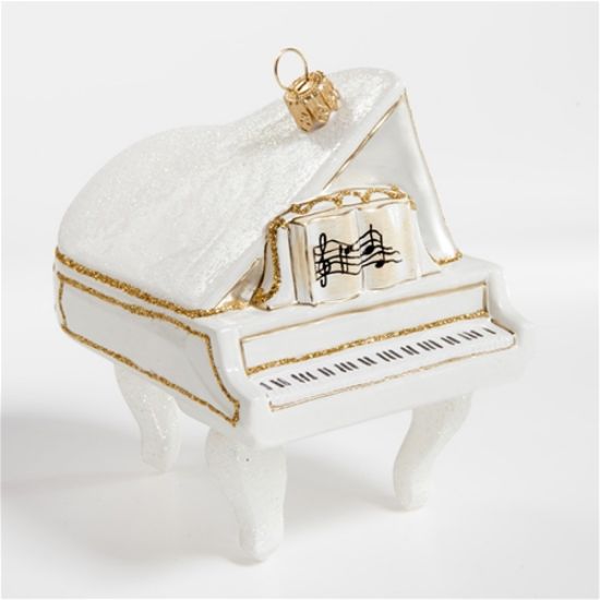 Picture of White Piano Polish Glass Christmas Ornament