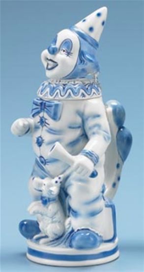 Picture of Blue and White Clown with Dog German Beer Stein