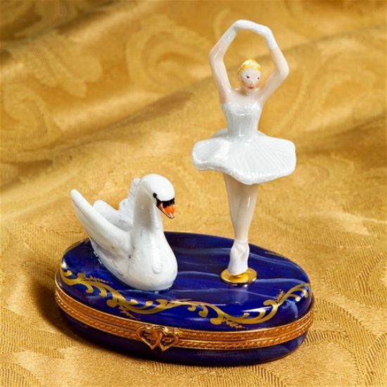 Picture of Limoges Swan Lake Dancer with Swan Box