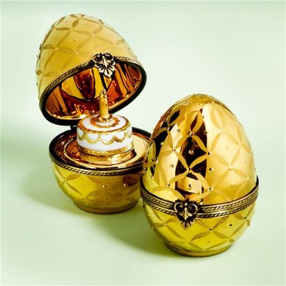 Picture of Limoges Faberge Style Golden Birthday Egg Box
