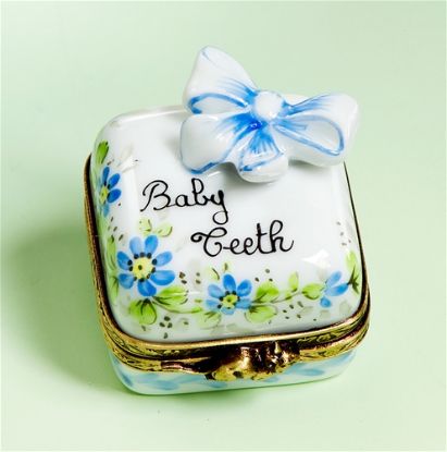 Picture of Limoges Blue Baby Teeth First Tooth  with Bow Box