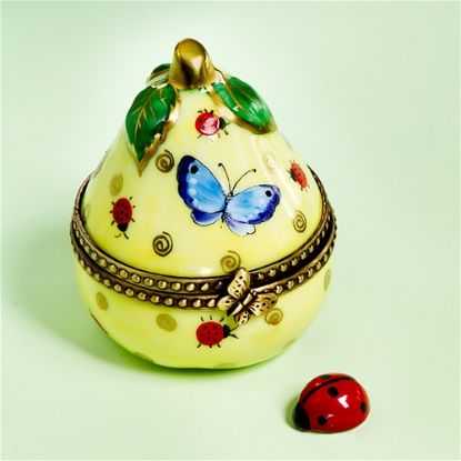Picture of Limoges Garden Pear Box with Ladybug