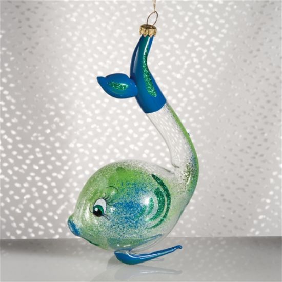 Picture of Blue Fish Italian Glass Christmas Ornament