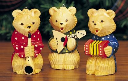 Picture of Russian Hand Carved Wooden Bears Set of 3
