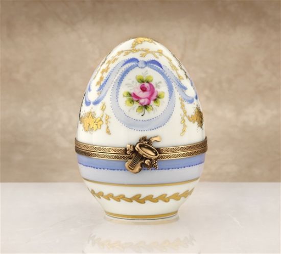 Picture of Limoges Ribbons and Roses 5" High Egg Box