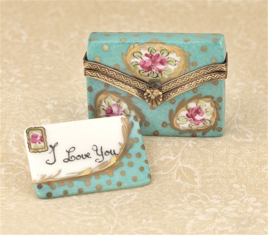 Picture of Limoges Turquoise Letter with Envelope Box