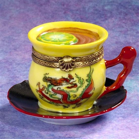 Picture of Limoges Yellow Oriental Tea Cup Box