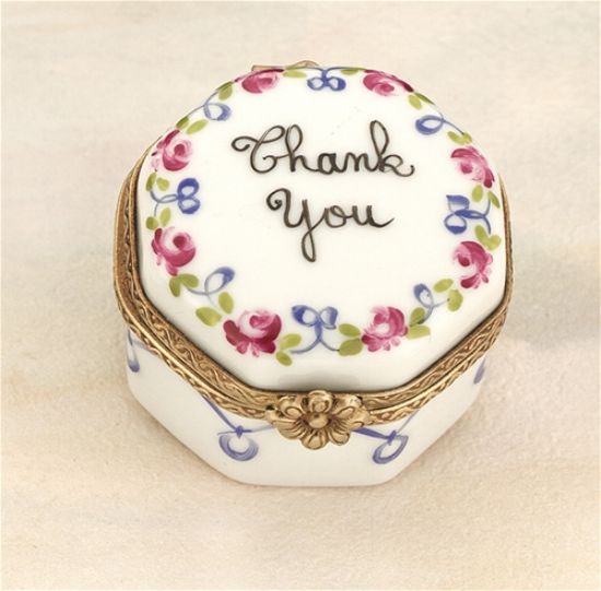 Picture of Limoges Thank You Box with Flowers