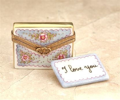 Picture of Limoges I Love You Blue Letter with Envelope Box