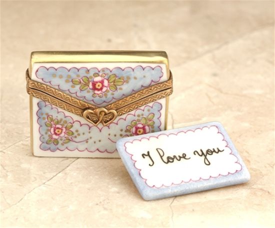 Picture of Limoges I Love You Blue Letter with Envelope Box