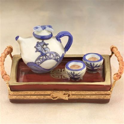 Picture of Limoges Oriental Teapot with Cups on Tray Box