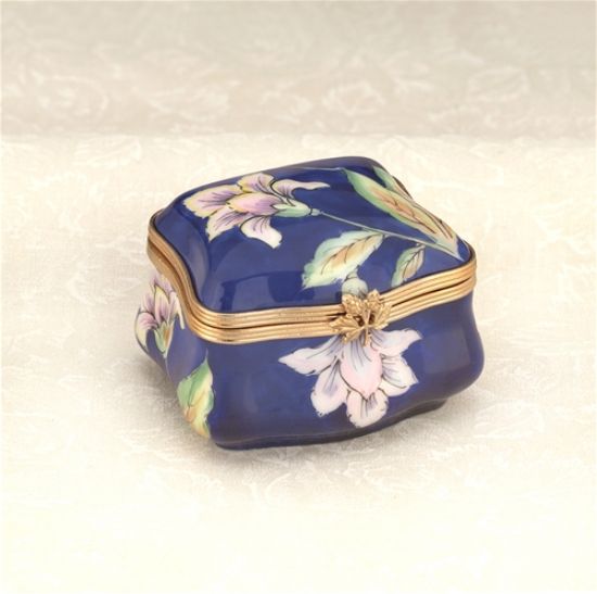 Picture of Limoges Pink Orchid on Blue Box