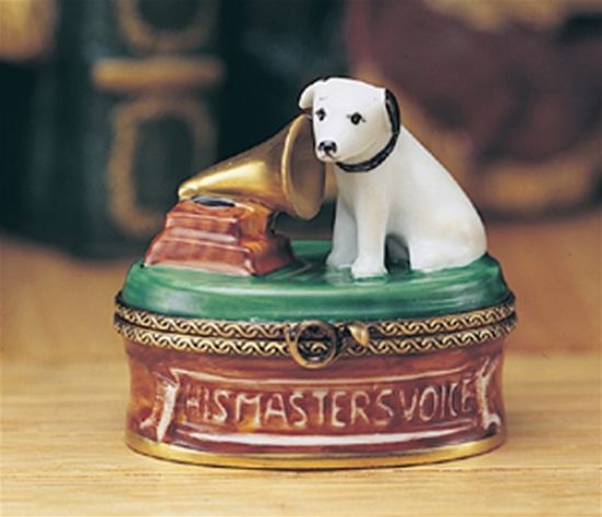 Picture of Limoges Master's Voice Dog with Gramophone Box
