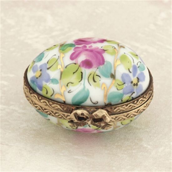 Picture of Limoges Blue Flowers and Roses Mini Egg Box