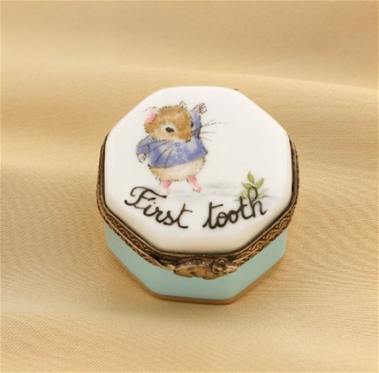 Picture of Limoges Blue Mouse Baby First Tooth Box